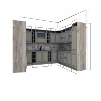 Bucatarie de Colt LEEA ART U FRONT MDF CANYON 180-330-240 BC K002 / decor 243